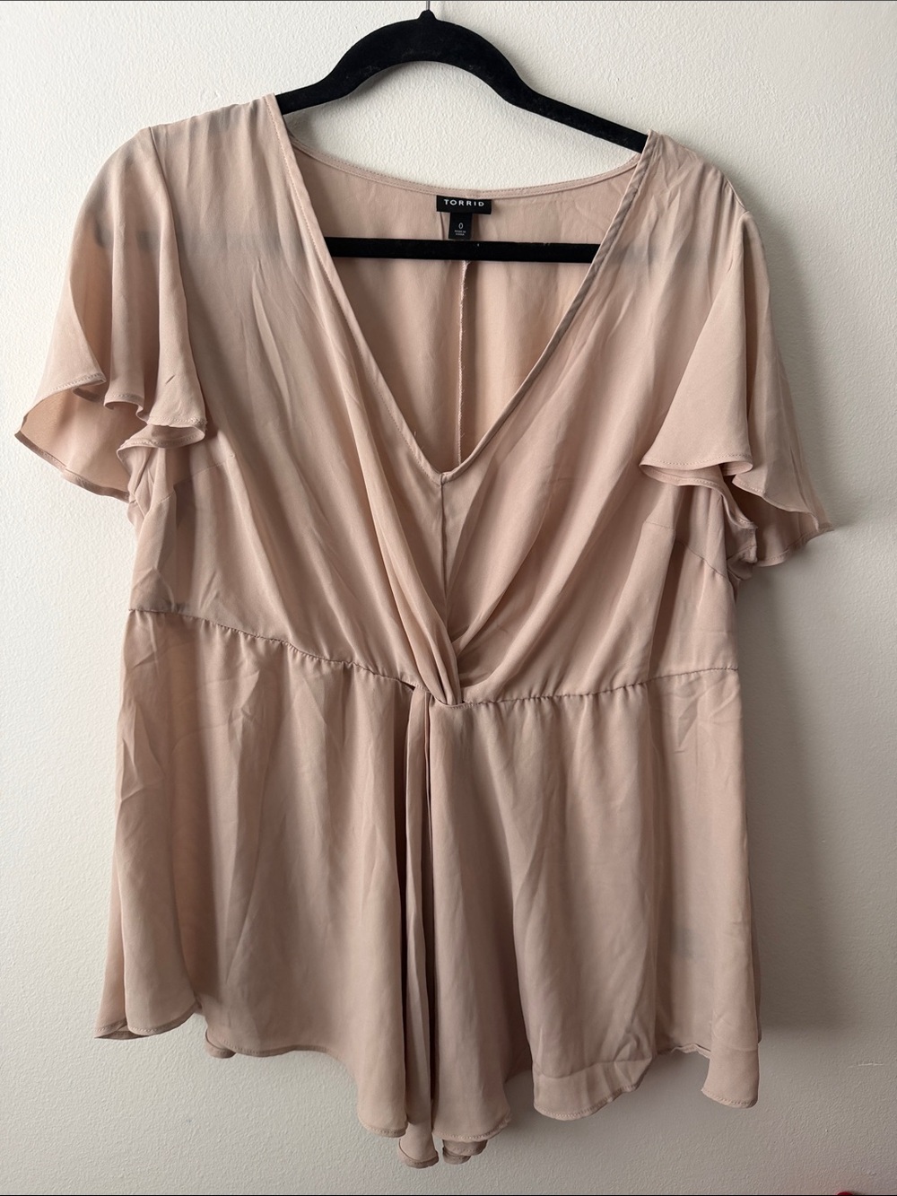 Torrid Georgette Flutter Sleeve Baybdoll Blouse Pink Size 0